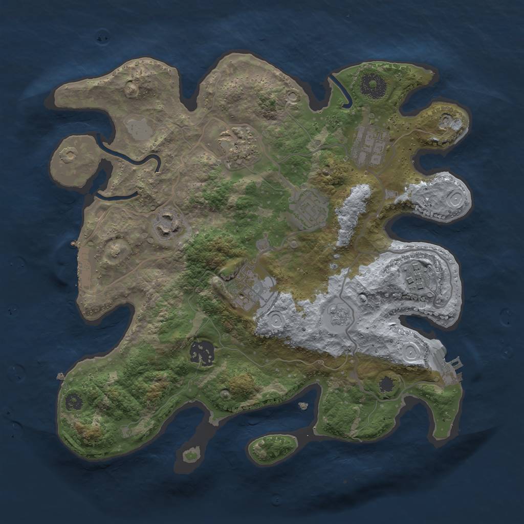 Rust Map: Procedural Map, Size: 3000, Seed: 28671, 15 Monuments