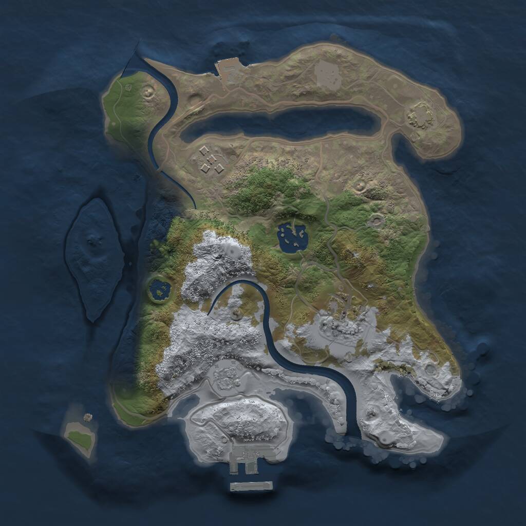 Rust Map: Procedural Map, Size: 2500, Seed: 56728, 7 Monuments