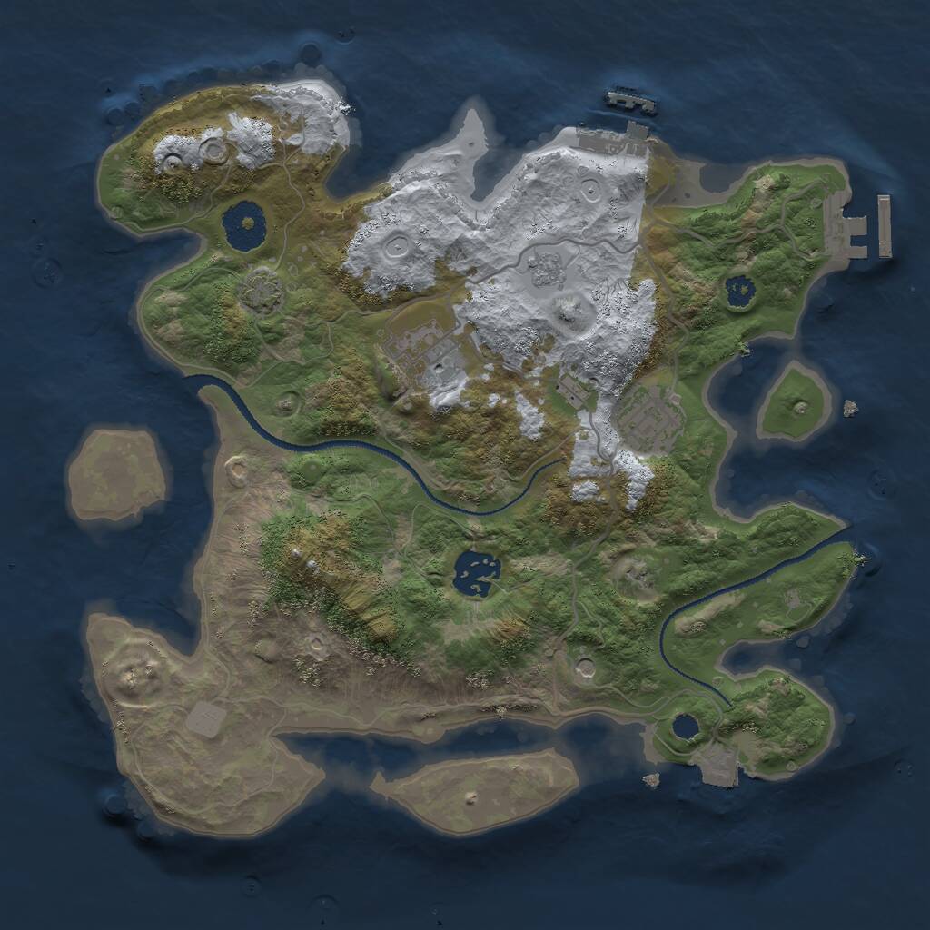 Rust Map: Procedural Map, Size: 3000, Seed: 694202503, 9 Monuments