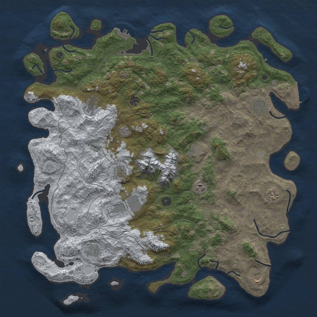 Rust Map: Procedural Map, Size: 5000, Seed: 310123106, 20 Monuments