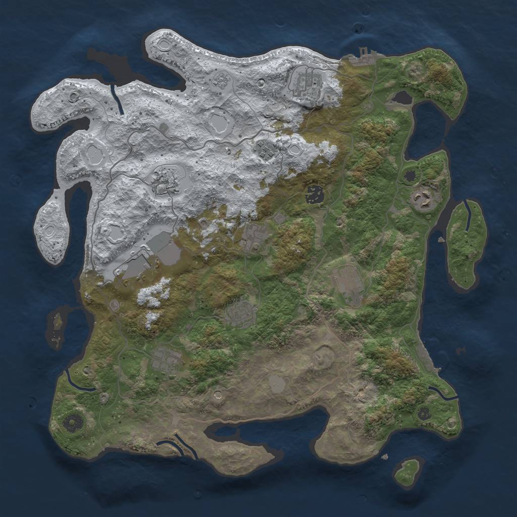 Rust Map: Procedural Map, Size: 4000, Seed: 436514, 19 Monuments