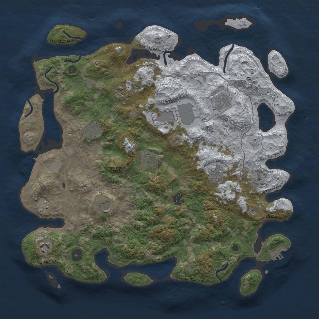 Rust Map: Procedural Map, Size: 4038, Seed: 1234567890, 19 Monuments