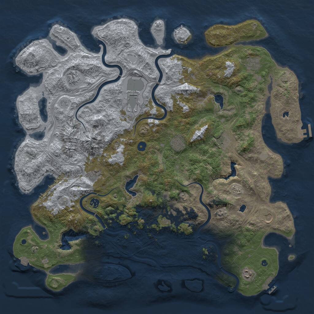 Rust Map: Procedural Map, Size: 5000, Seed: 123106, 17 Monuments