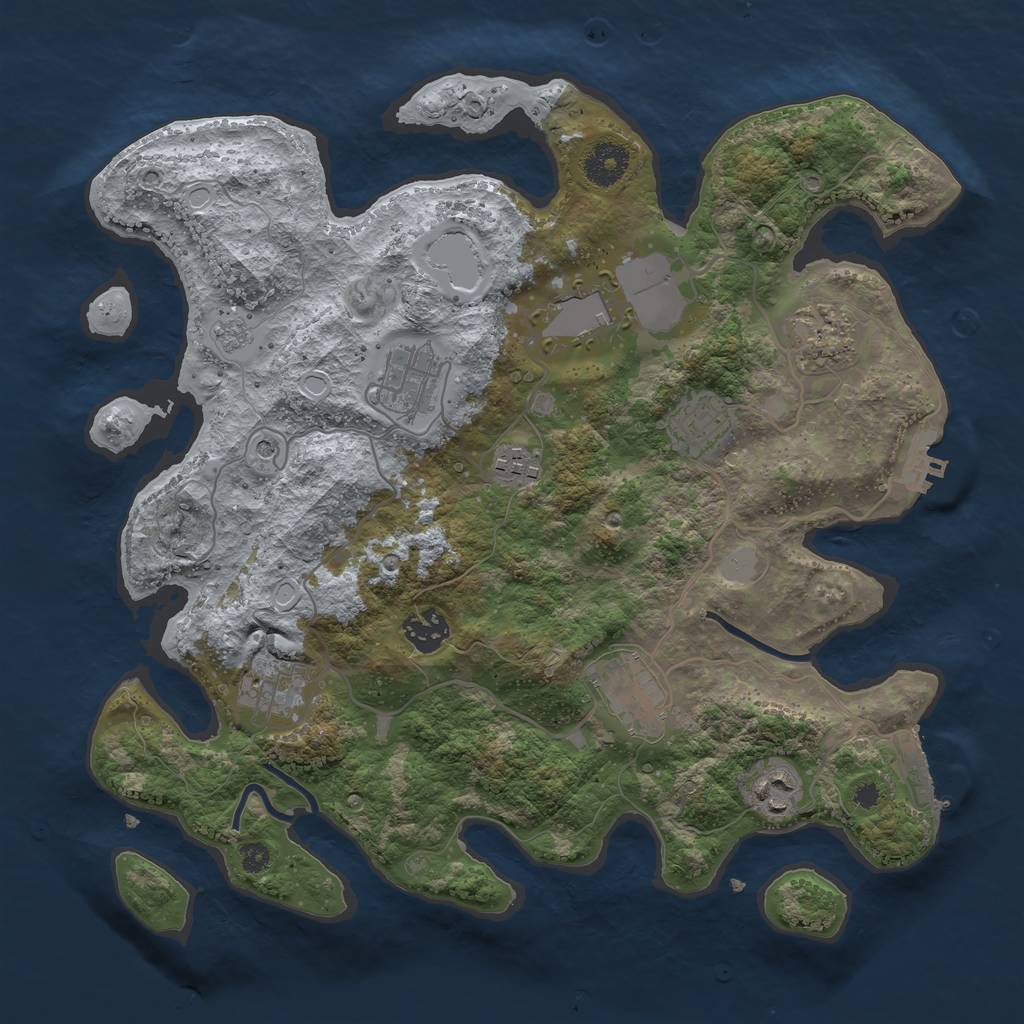 Rust Map: Procedural Map, Size: 3500, Seed: 92136147, 18 Monuments