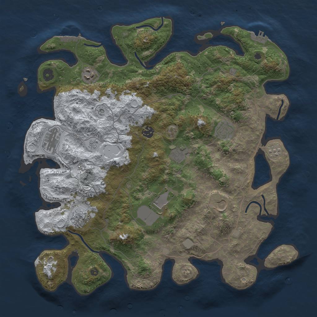 Rust Map: Procedural Map, Size: 4000, Seed: 497850, 18 Monuments