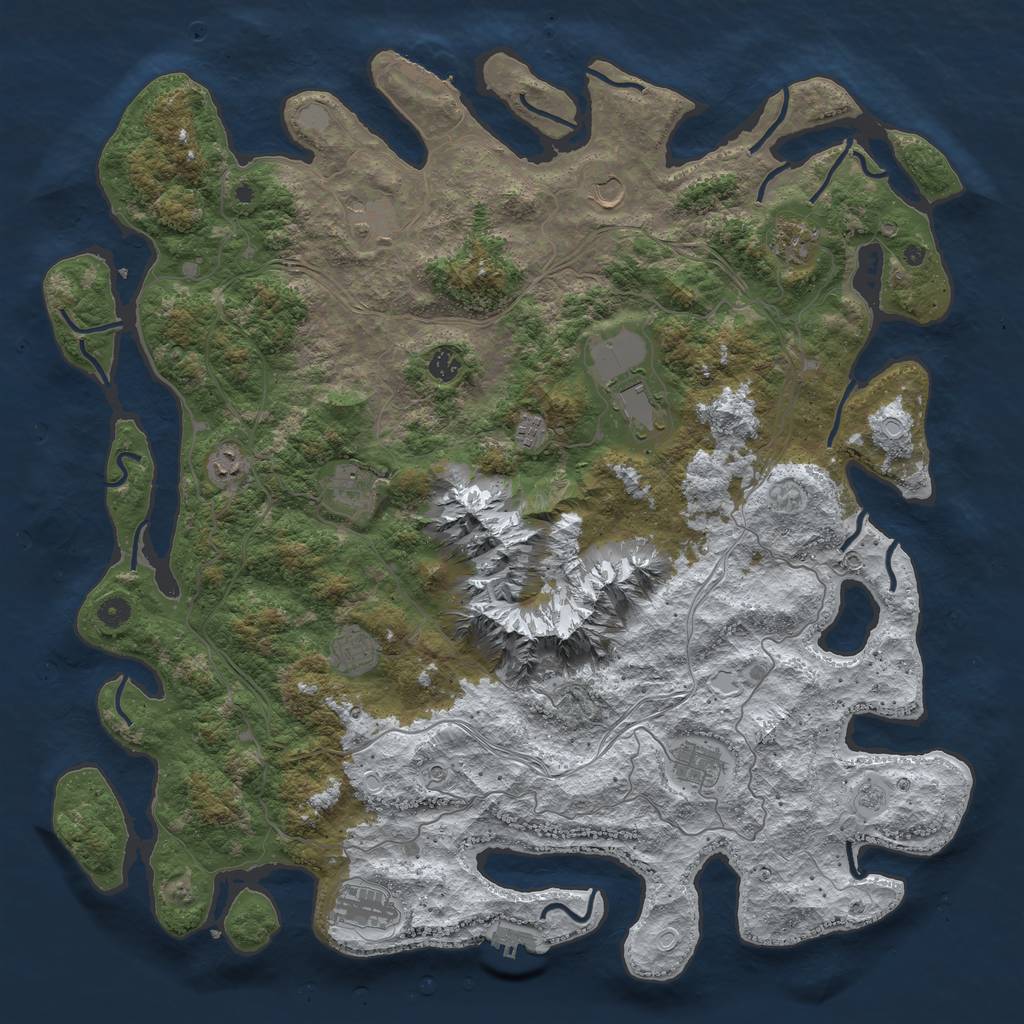 Rust Map: Procedural Map, Size: 5000, Seed: 2388871, 20 Monuments