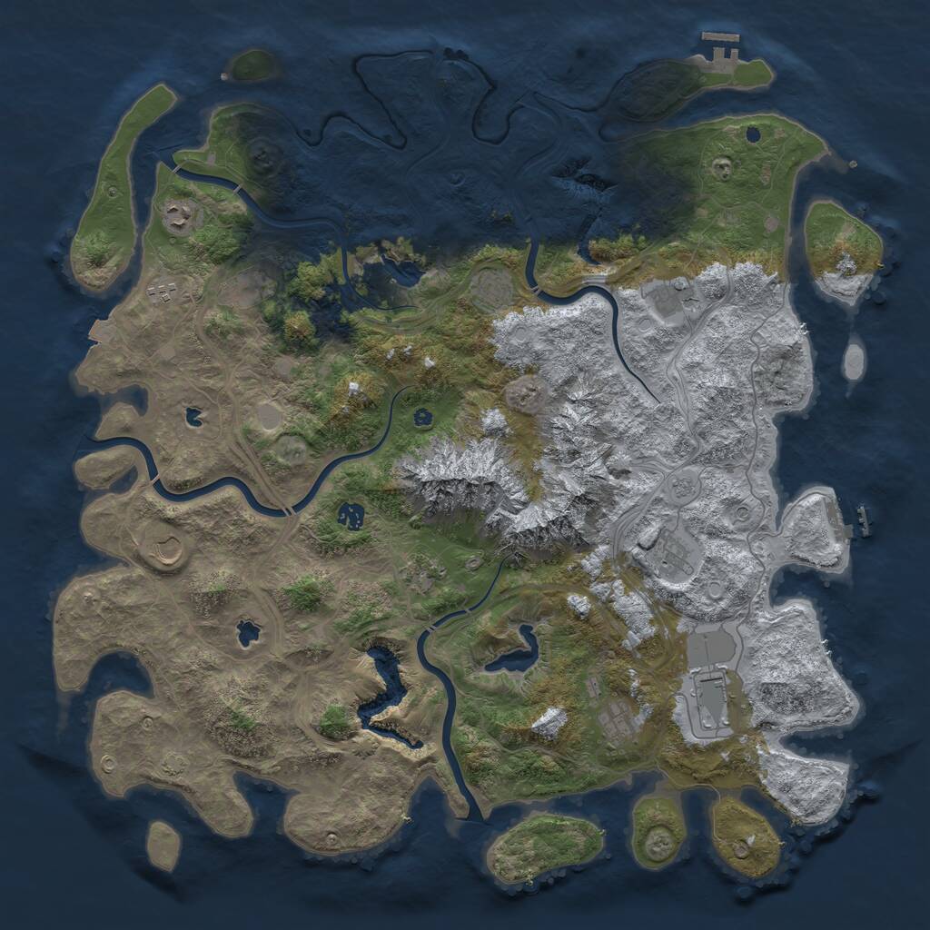 Rust Map: Procedural Map, Size: 5000, Seed: 2380872, 17 Monuments