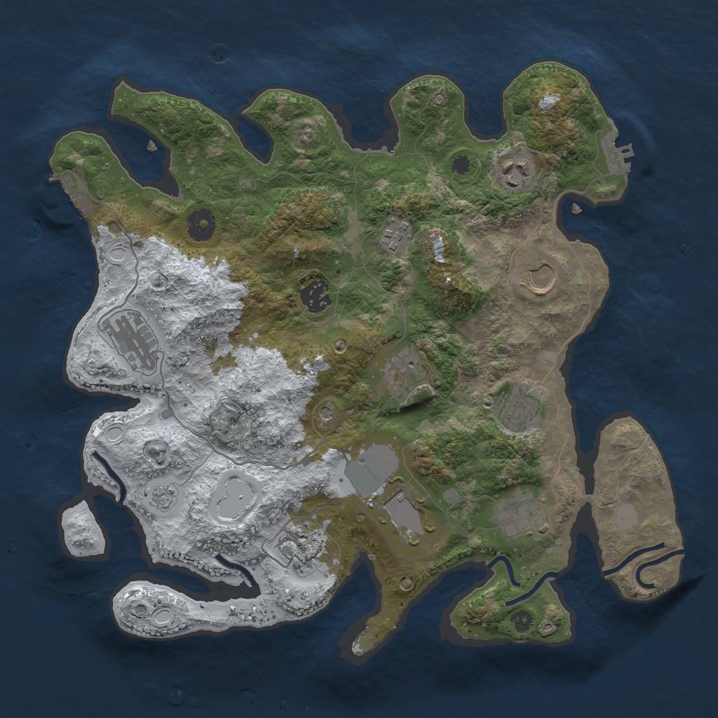 Rust Map: Procedural Map, Size: 3500, Seed: 51692, 19 Monuments