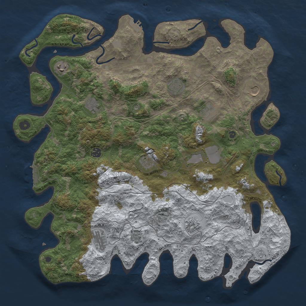 Rust Map: Procedural Map, Size: 4500, Seed: 10555653, 20 Monuments