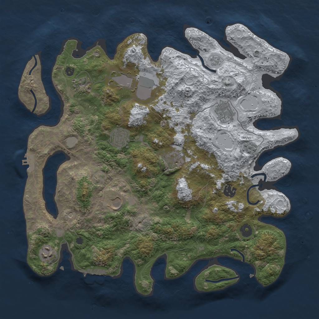 Rust Map: Procedural Map, Size: 3750, Seed: 987498498, 18 Monuments