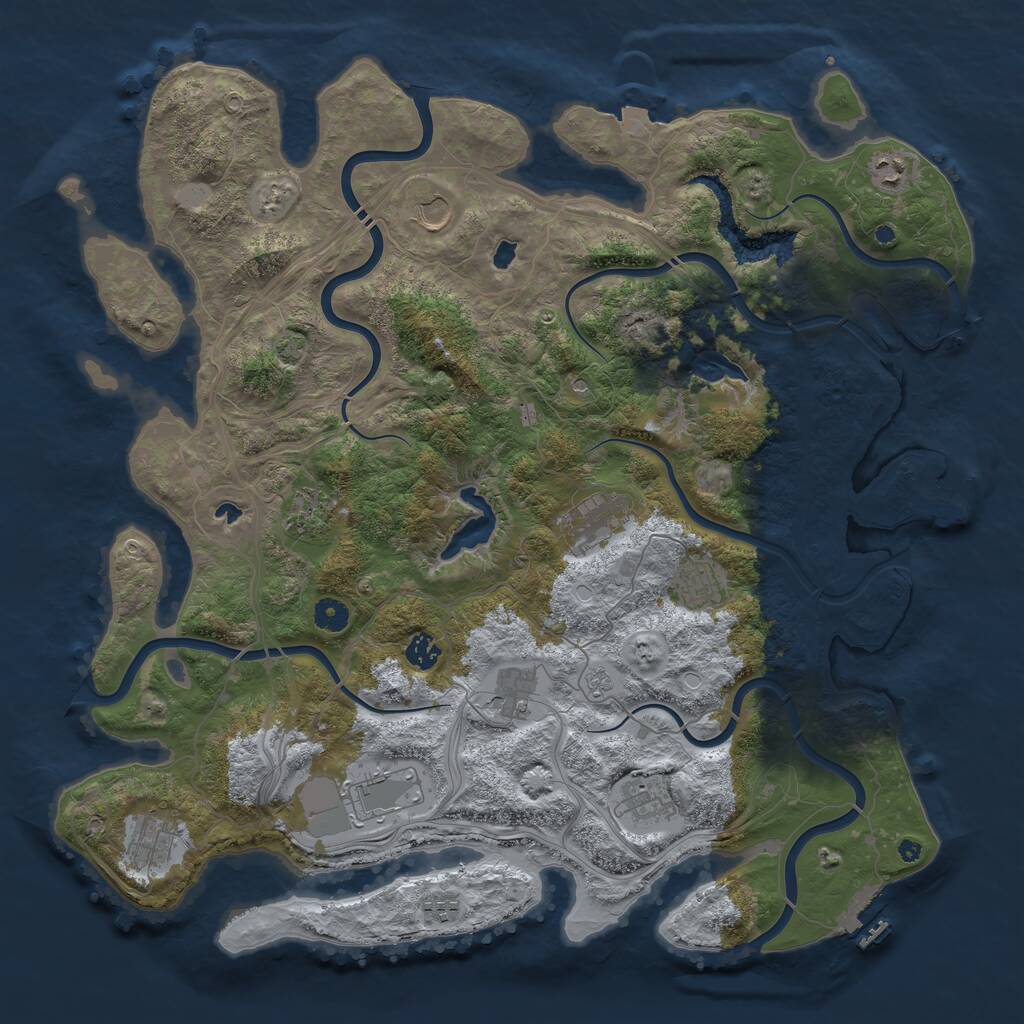 Rust Map: Procedural Map, Size: 4500, Seed: 967393332, 17 Monuments