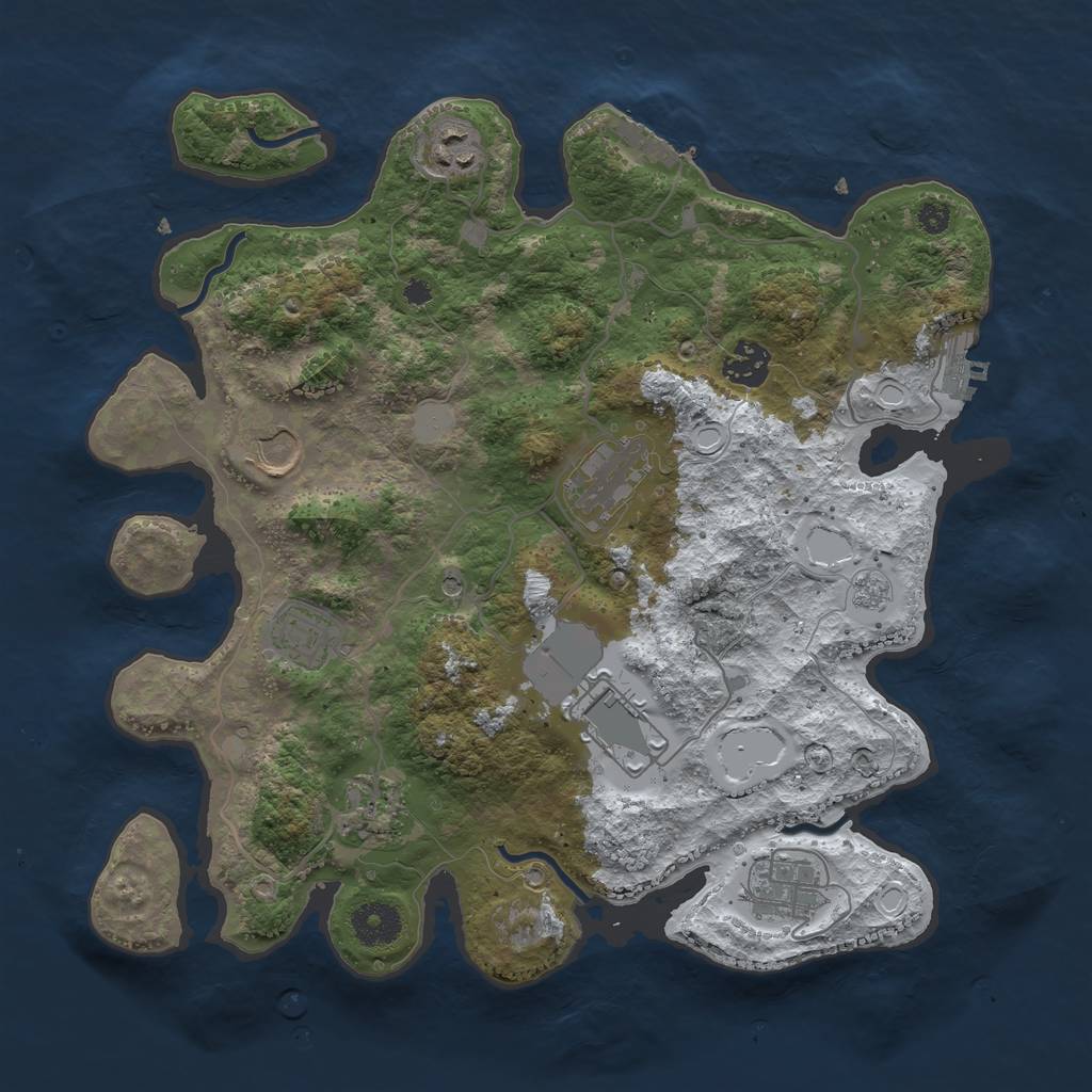 Rust Map: Procedural Map, Size: 3500, Seed: 479258442, 17 Monuments