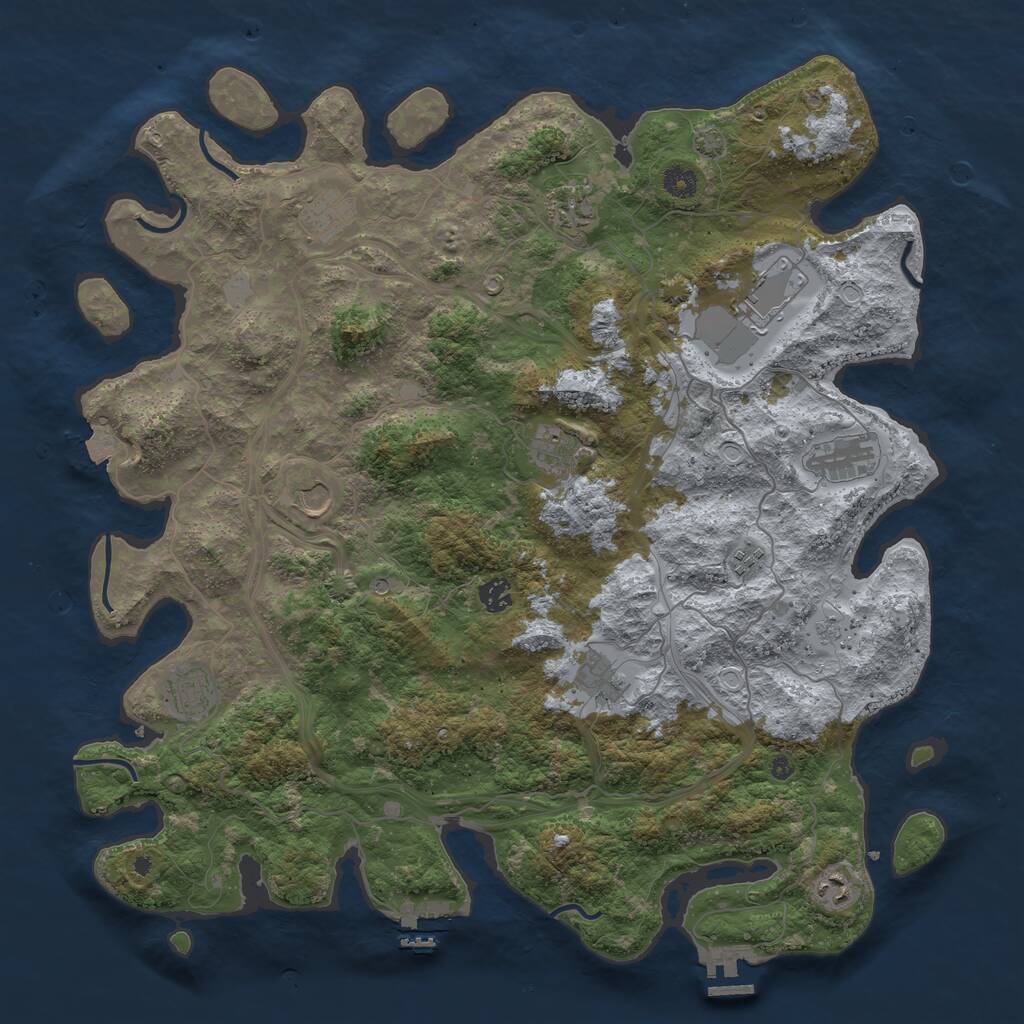 Rust Map: Procedural Map, Size: 4500, Seed: 1017373675, 17 Monuments