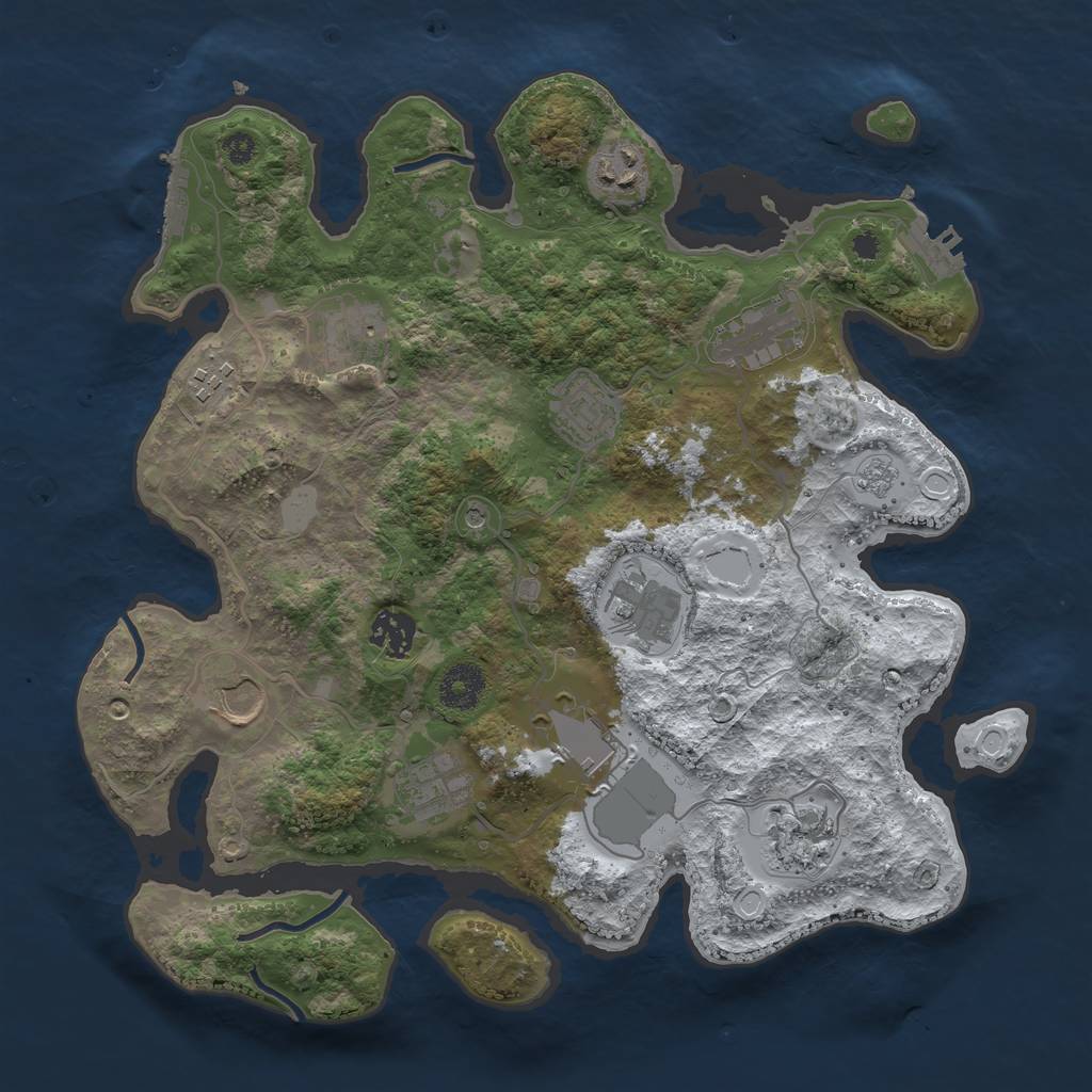 Rust Map: Procedural Map, Size: 3500, Seed: 1330201183, 20 Monuments