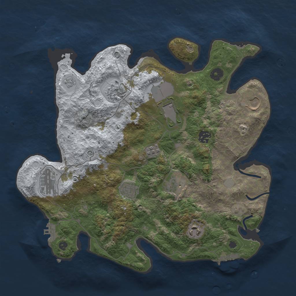 Rust Map: Procedural Map, Size: 3500, Seed: 56788956, 18 Monuments