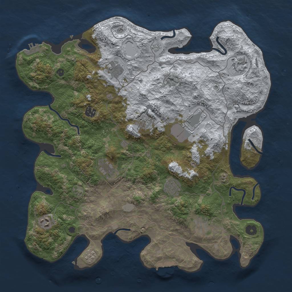 Rust Map: Procedural Map, Size: 4000, Seed: 145326, 19 Monuments