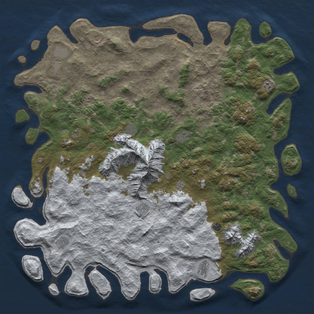 Rust Map: Barren, Size: 6000, Seed: 20020231, 14 Monuments