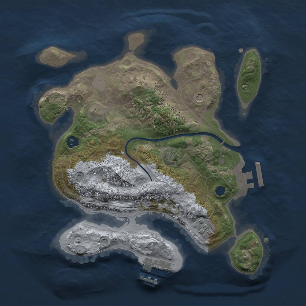 Rust Map: Procedural Map, Size: 2500, Seed: 7853, 6 Monuments