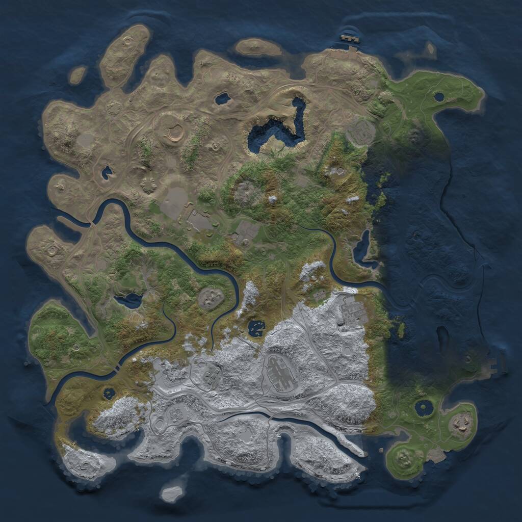 Rust Map: Procedural Map, Size: 4500, Seed: 409953757, 16 Monuments