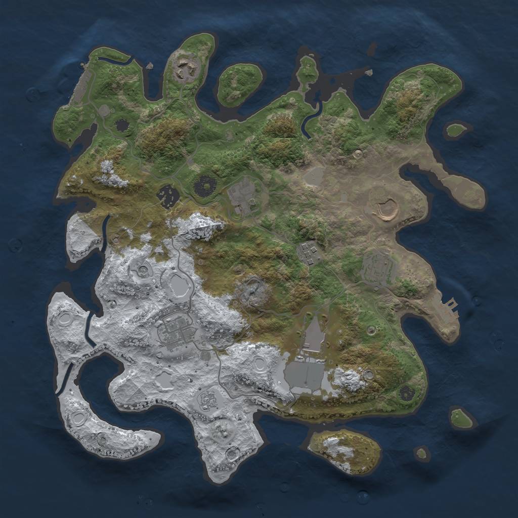 Rust Map: Procedural Map, Size: 3500, Seed: 27168498, 17 Monuments