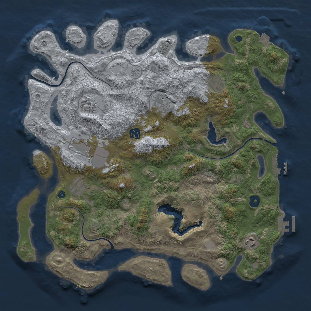 Rust Map: Procedural Map, Size: 4050, Seed: 1920127025, 14 Monuments