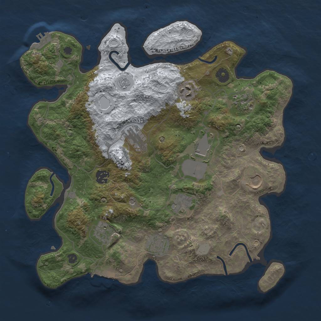 Rust Map: Procedural Map, Size: 3500, Seed: 75942764, 18 Monuments