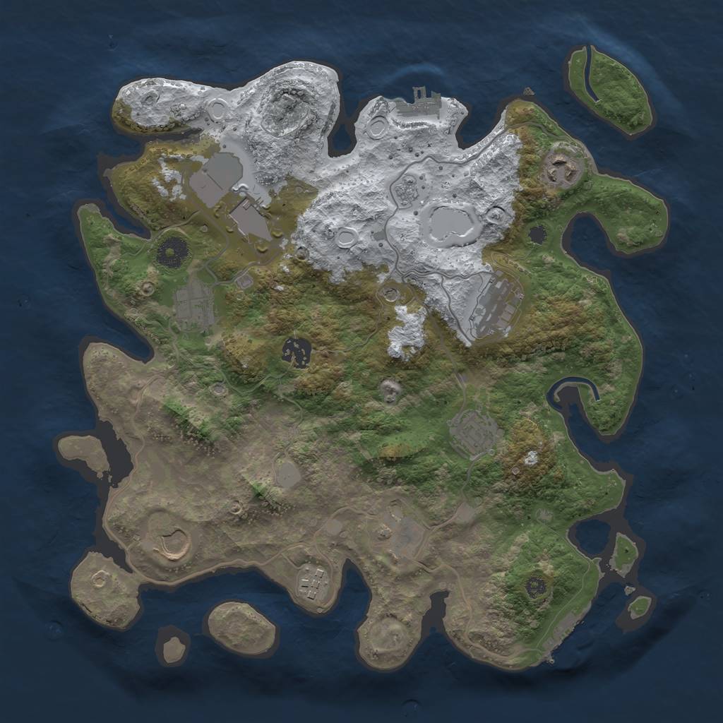 Rust Map: Procedural Map, Size: 3500, Seed: 41938453, 18 Monuments