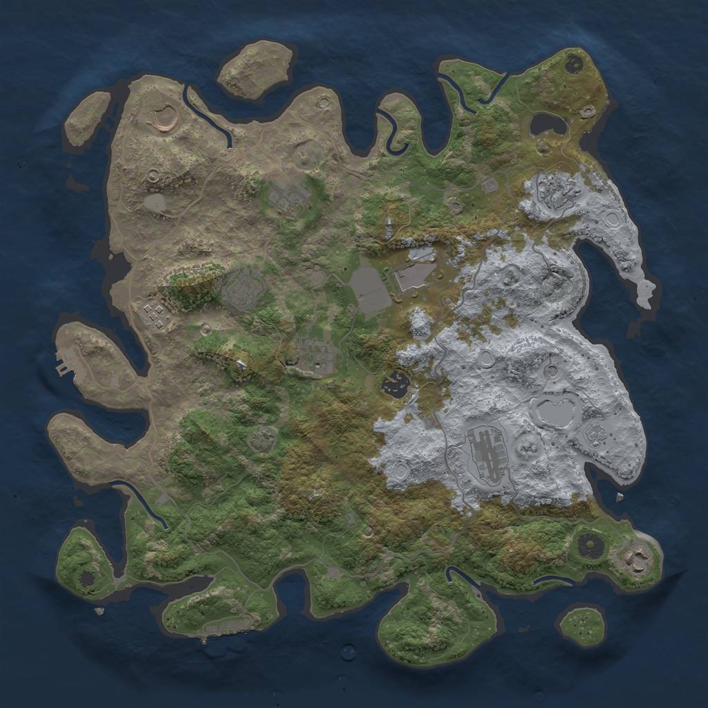 Rust Map: Procedural Map, Size: 4000, Seed: 920835, 18 Monuments