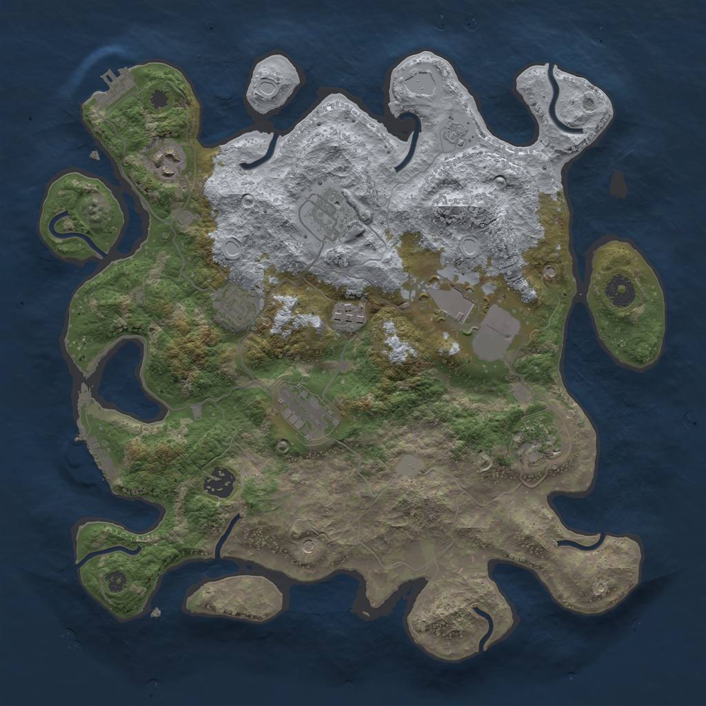 Rust Map: Procedural Map, Size: 3500, Seed: 962999848, 17 Monuments