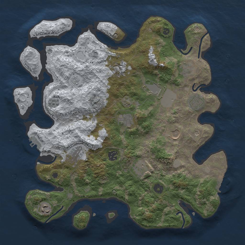 Rust Map: Procedural Map, Size: 3700, Seed: 999673128, 20 Monuments