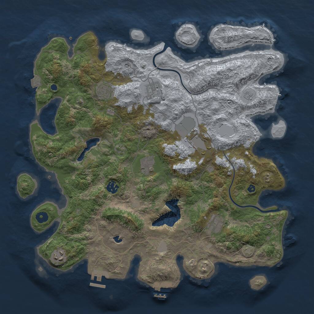 Rust Map: Procedural Map, Size: 4000, Seed: 17684, 13 Monuments