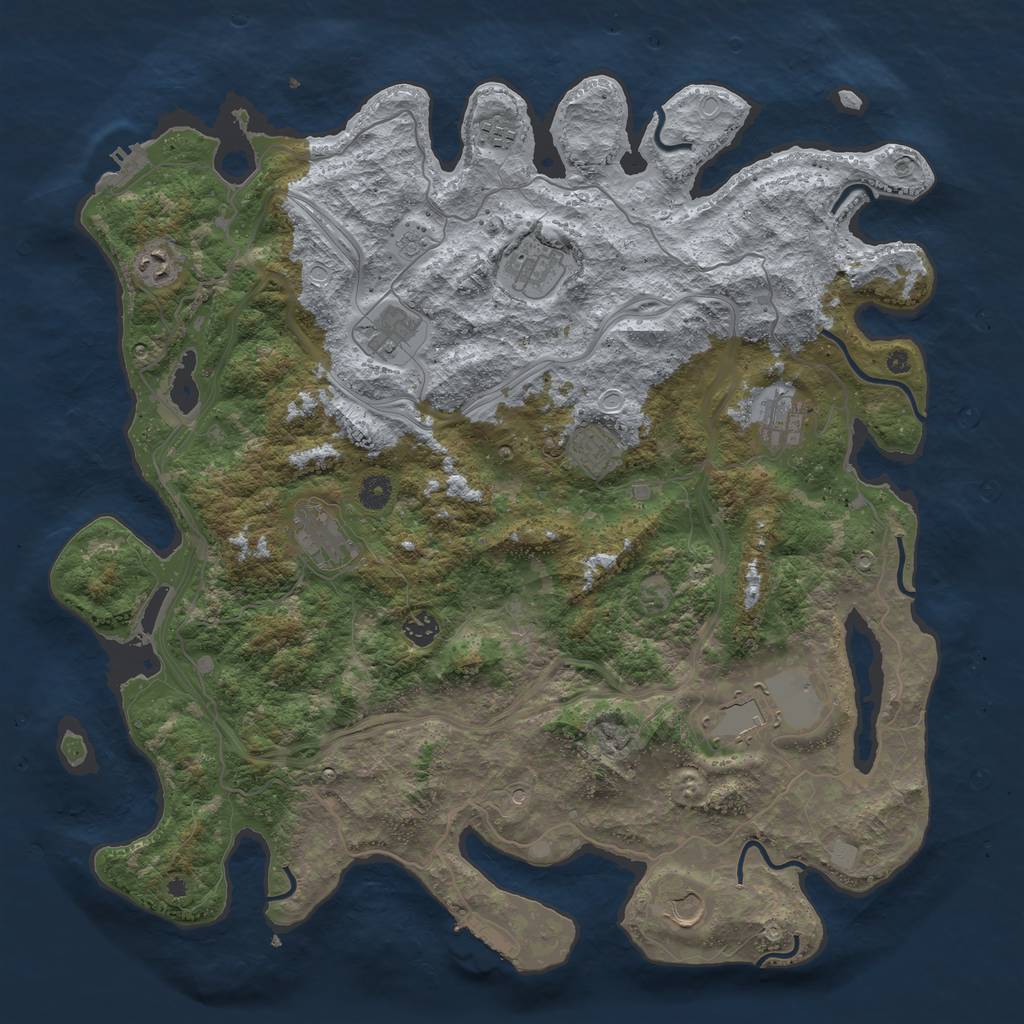 Rust Map: Procedural Map, Size: 4500, Seed: 4193051, 19 Monuments