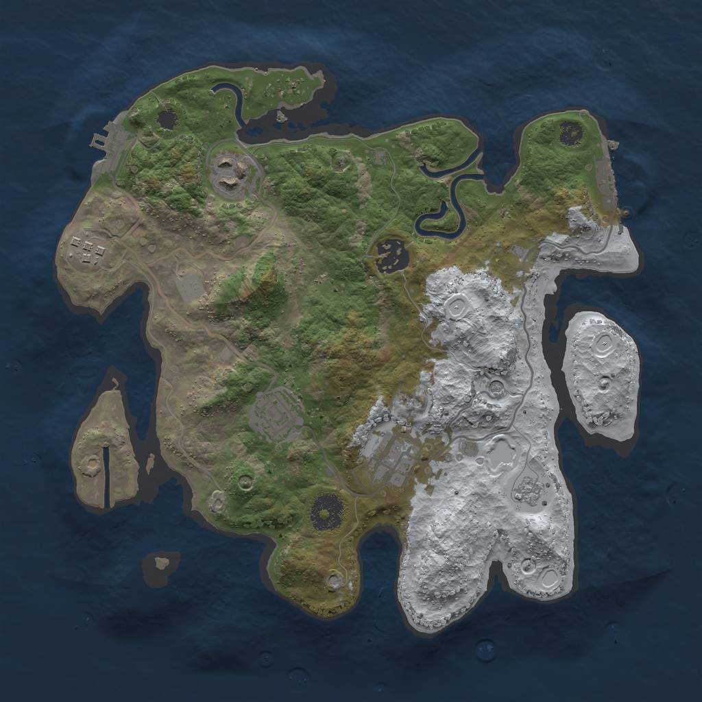 Rust Map: Procedural Map, Size: 3000, Seed: 892730653, 14 Monuments