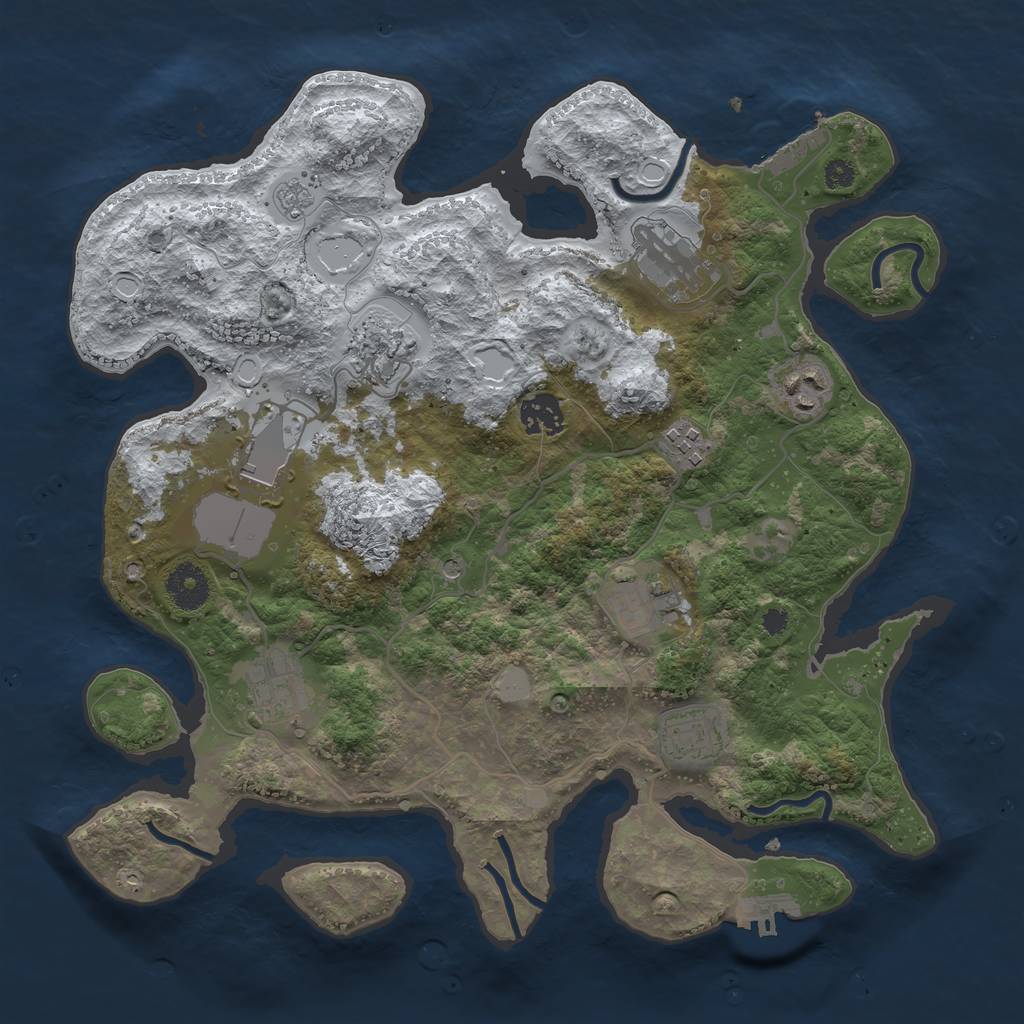 Rust Map: Procedural Map, Size: 3500, Seed: 1540478159, 18 Monuments
