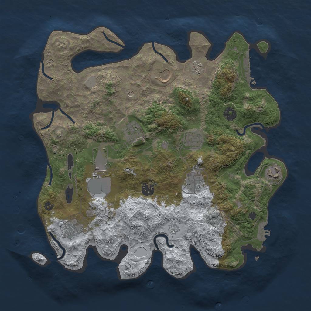 Rust Map: Procedural Map, Size: 3500, Seed: 1041371645, 18 Monuments