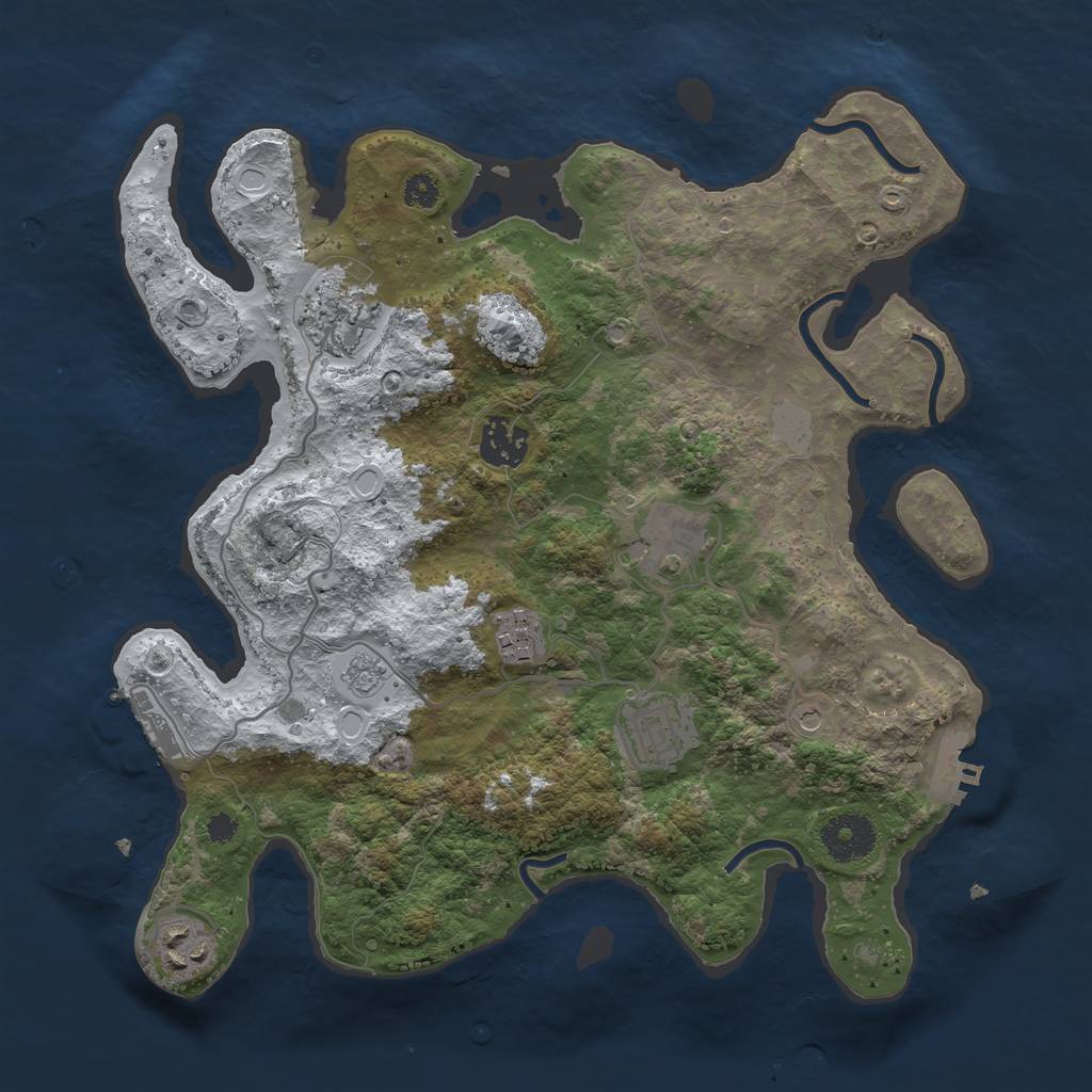 Rust Map: Procedural Map, Size: 3250, Seed: 1498232, 15 Monuments