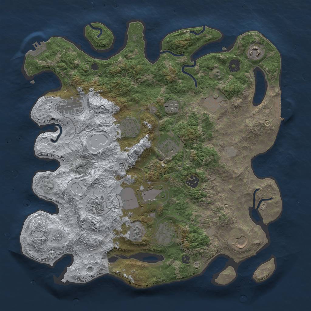 Rust Map: Procedural Map, Size: 3700, Seed: 1317264402, 20 Monuments