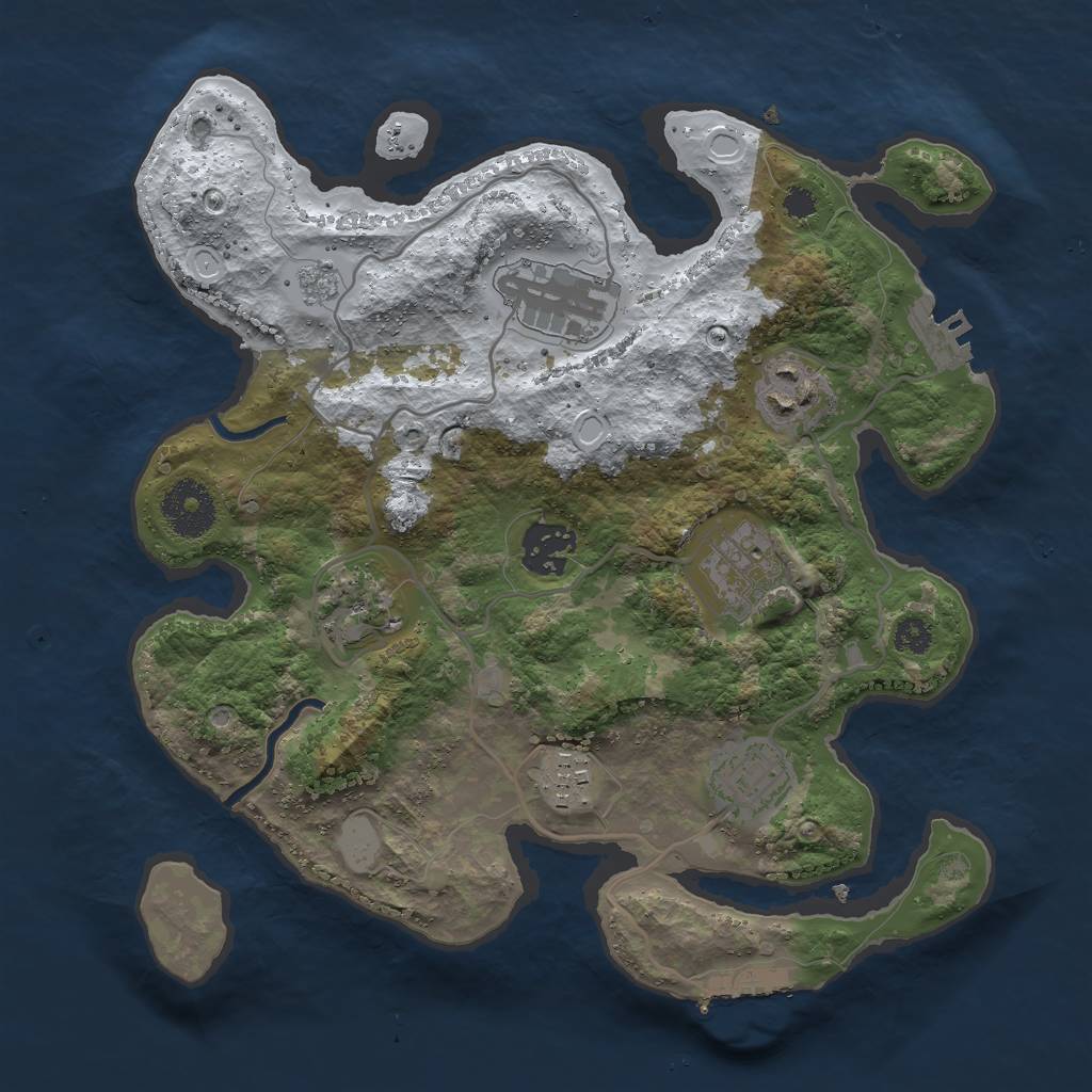 Rust Map: Procedural Map, Size: 3000, Seed: 942210409, 15 Monuments