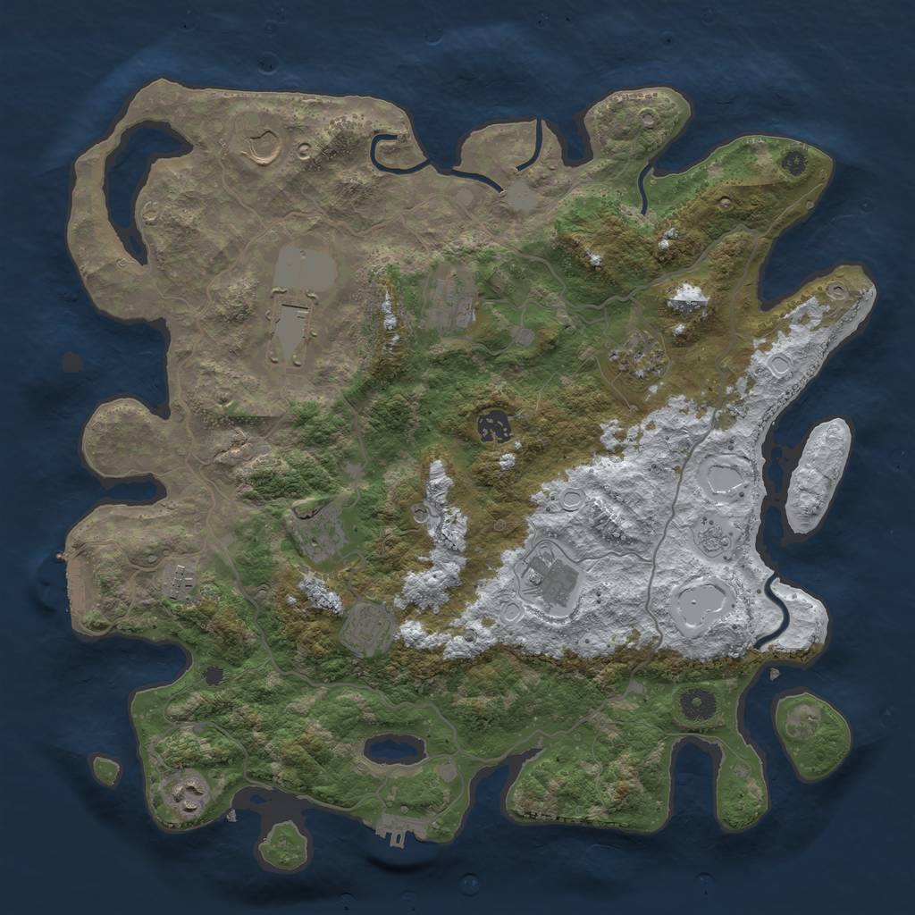 Rust Map: Procedural Map, Size: 4000, Seed: 1956044118, 19 Monuments