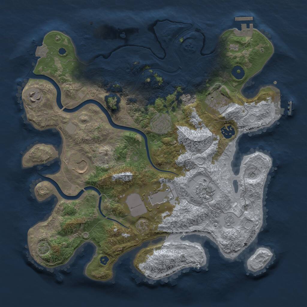 Rust Map: Procedural Map, Size: 3500, Seed: 53671789, 14 Monuments