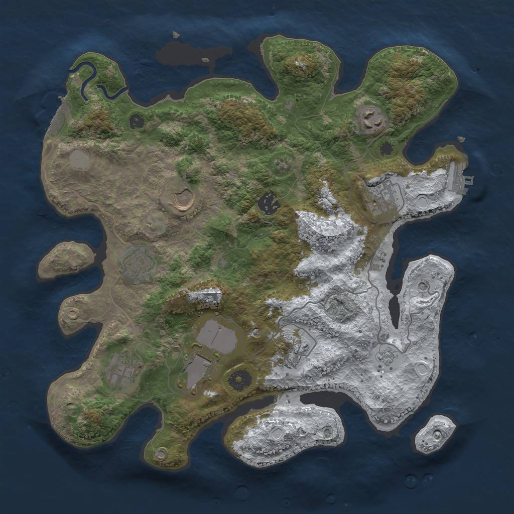 Rust Map: Procedural Map, Size: 3500, Seed: 53671789, 17 Monuments