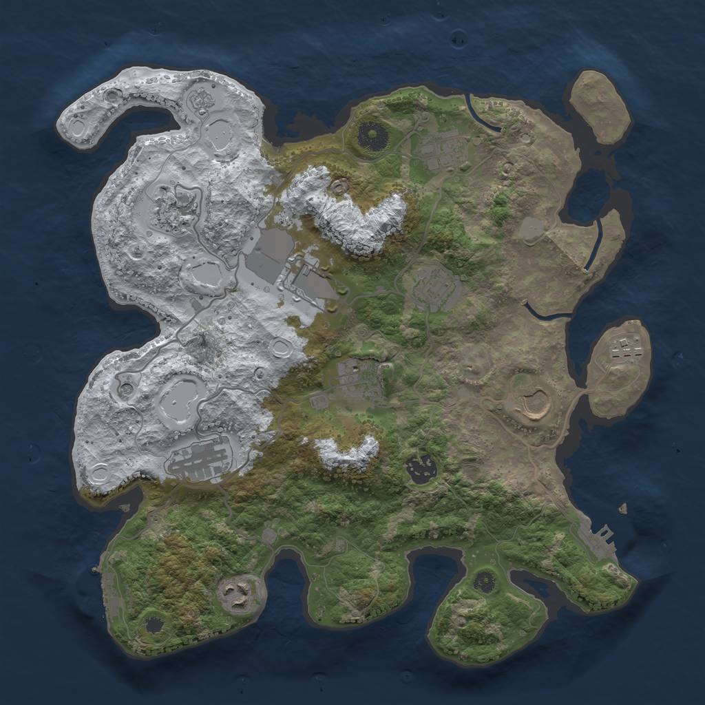 Rust Map: Procedural Map, Size: 3500, Seed: 516259210, 19 Monuments