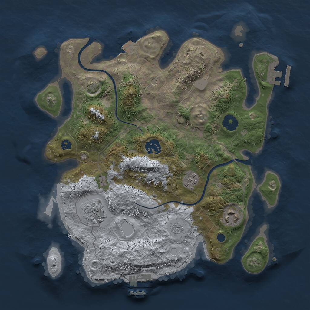 Rust Map: Procedural Map, Size: 3000, Seed: 9416750, 10 Monuments