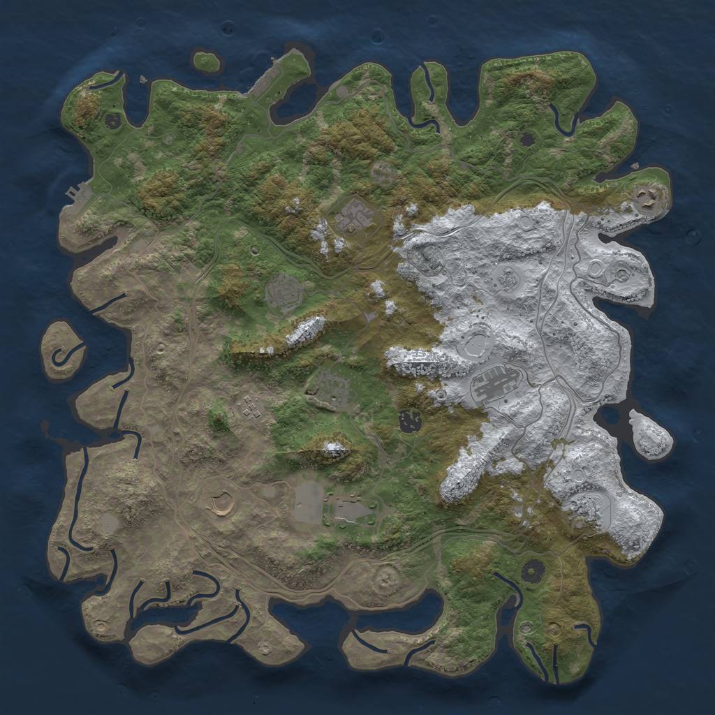 Rust Map: Procedural Map, Size: 4500, Seed: 86856128, 19 Monuments