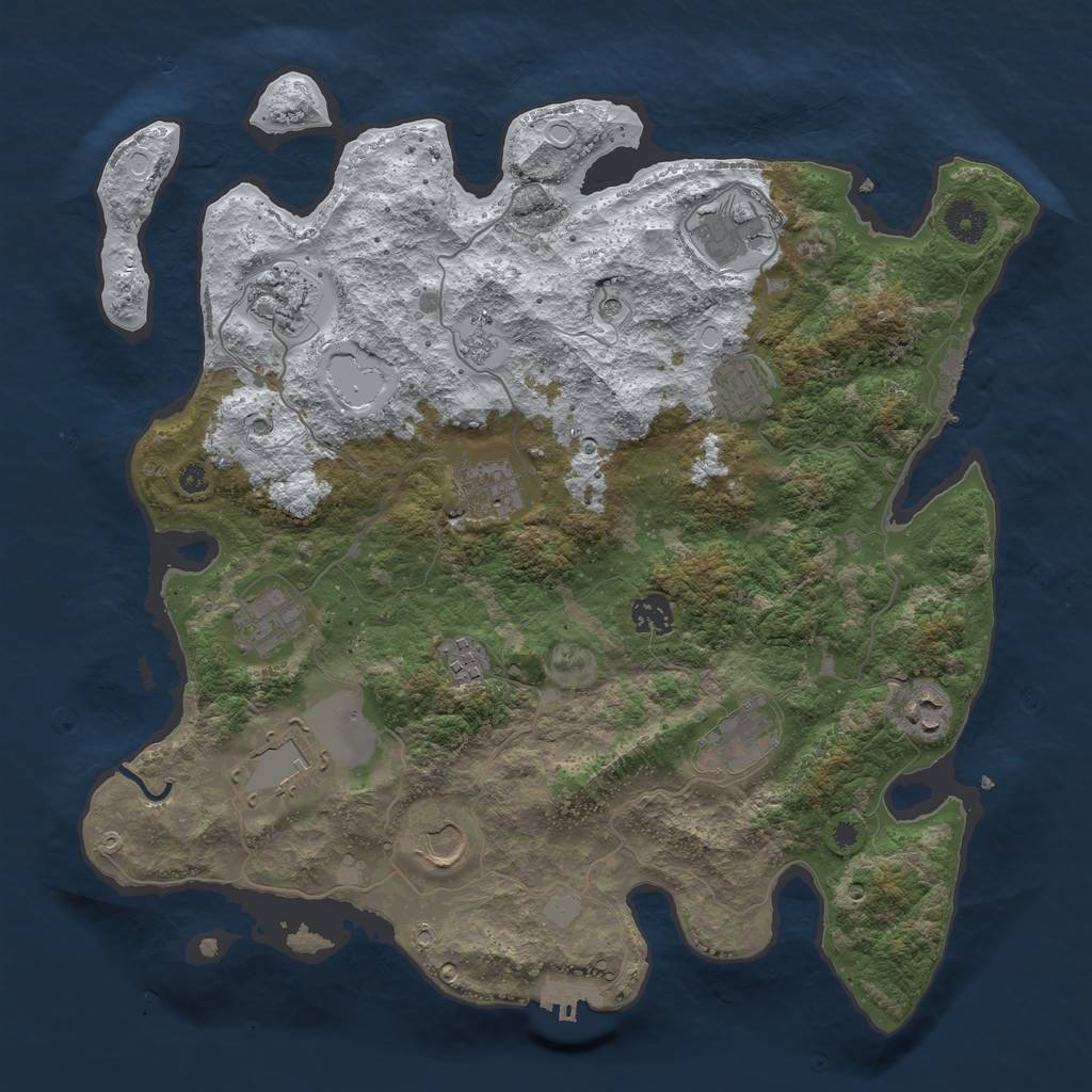 Rust Map: Procedural Map, Size: 3850, Seed: 1888188059, 20 Monuments