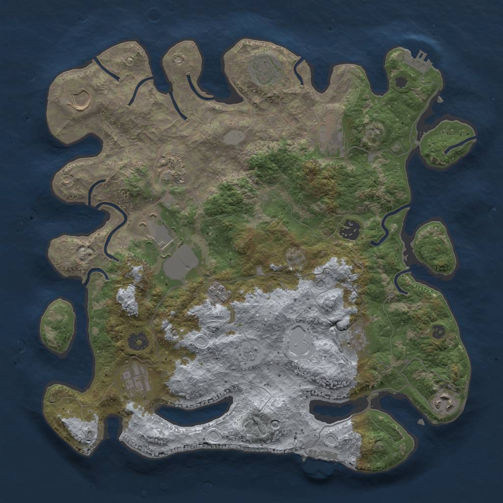 Rust Map: Procedural Map, Size: 3750, Seed: 32601889, 19 Monuments