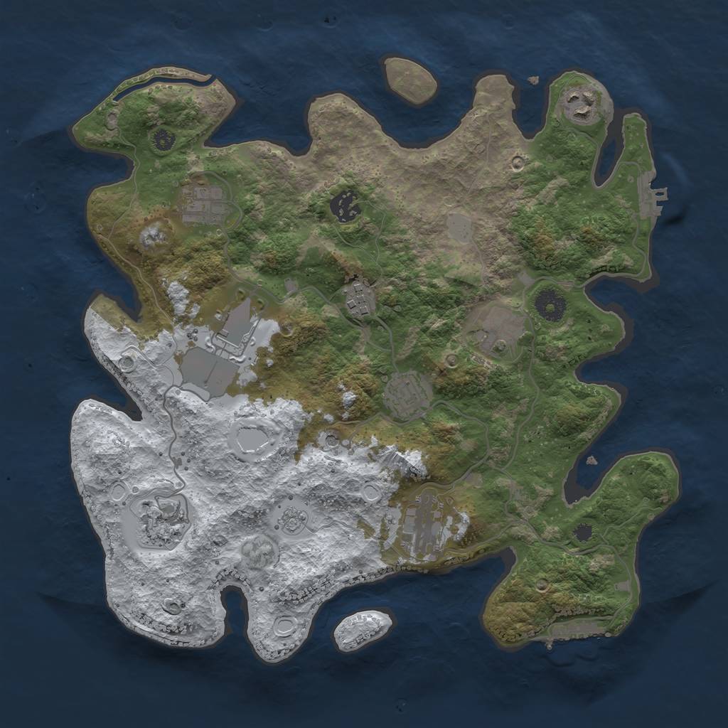Rust Map: Procedural Map, Size: 3500, Seed: 281755095, 18 Monuments