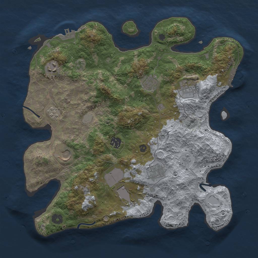Rust Map: Procedural Map, Size: 3500, Seed: 521535651, 17 Monuments