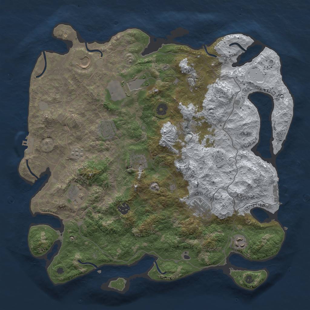 Rust Map: Procedural Map, Size: 4000, Seed: 1613241855, 19 Monuments
