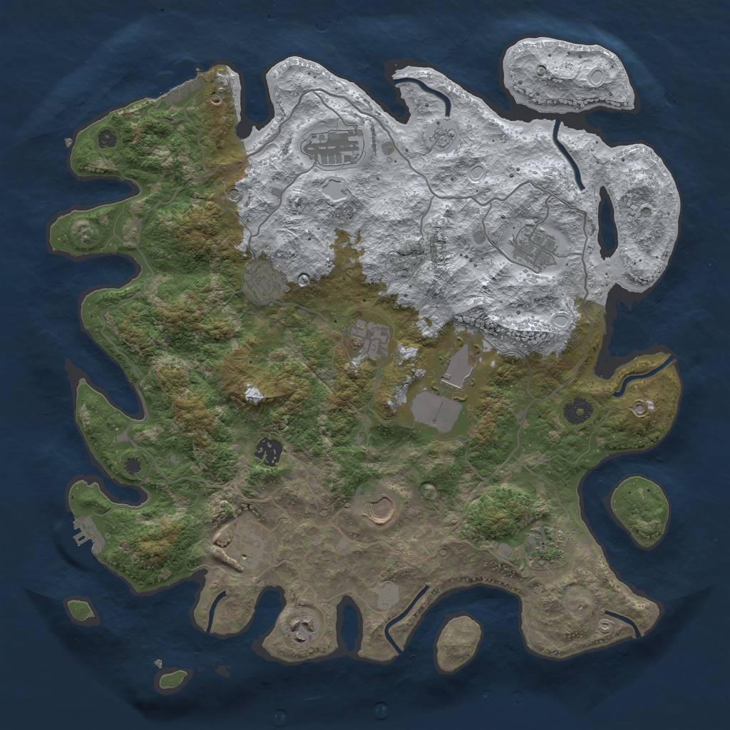 Rust Map: Procedural Map, Size: 4000, Seed: 824982, 19 Monuments